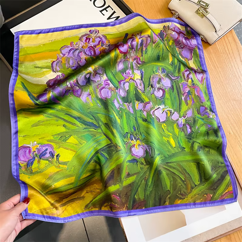 Foulard imprimé 2024 pur pour femmes, petit cou, bandeau pour cheveux, foulard design féminin, banda