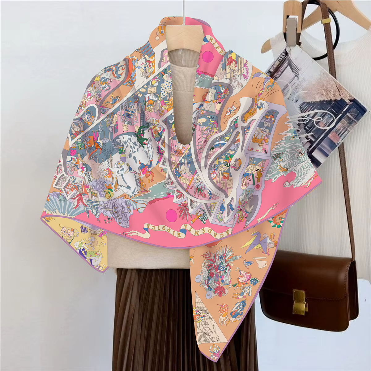Écharpe en fausse soie et laine pour femmes, 110x110m, Chic, élégant, carré, luxe, cadeau de noël, d