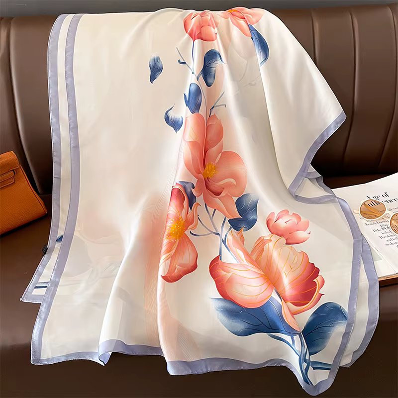 Femmes 180*90 cm mode belles foulards en soie douce femme dame châle Hijab Wrap Foulard Bandanna sil