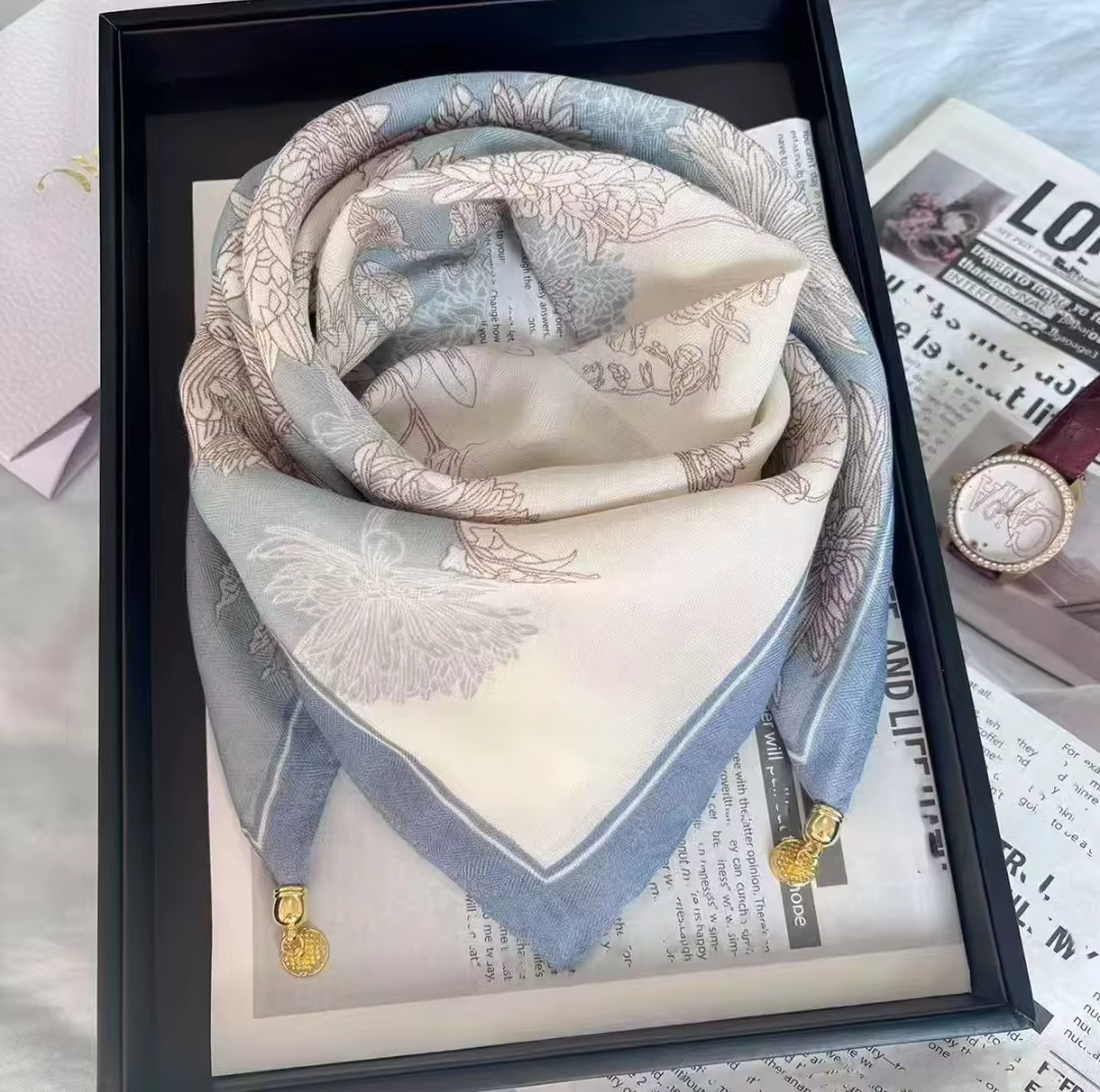 Foulard en soie à boucle magnétique de luxe pour femmes, écharpe carrée imprimée pour automne et hiv