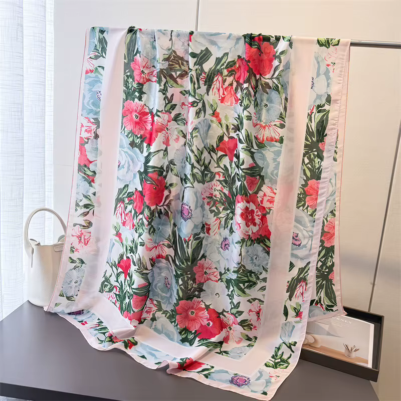 Nouveau foulards verts Bufandas femme Foulard en soie mode châle élégant Hijab femmes marque de luxe