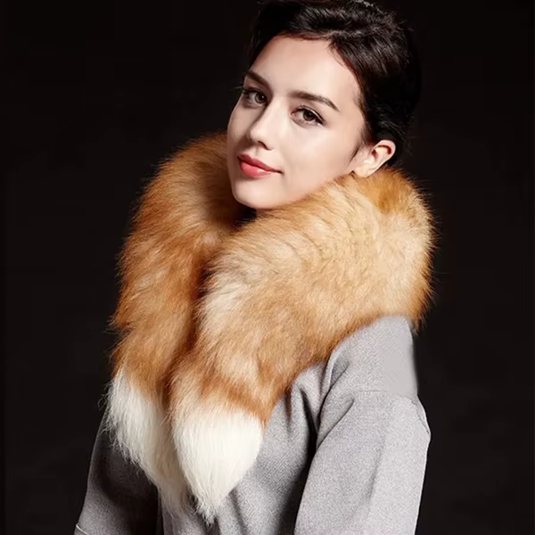 Grande queue de renard moelleux véritable fourrure de renard écharpe femmes hiver chaud 100% vraie f