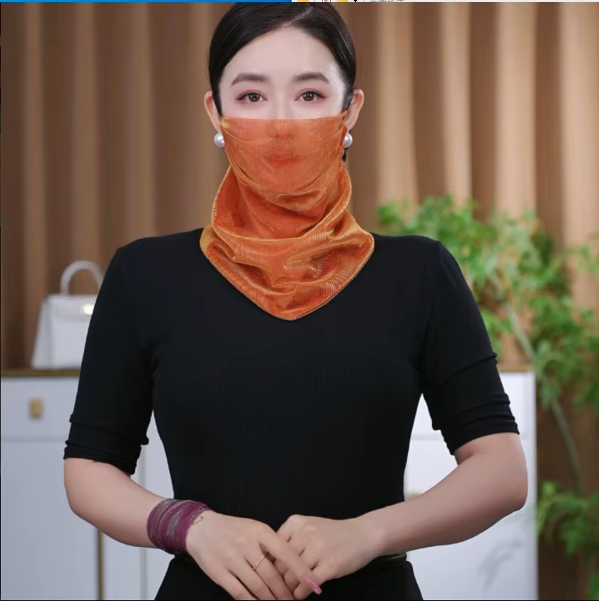 Écharpe de protection solaire avec cache-visage perlé pour femme, accessoire de style unique et tend