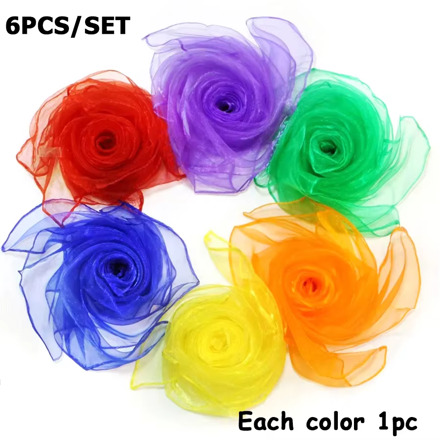 6/12 pièces 60x60cm Foulard carré en soie arc-en-ciel, foulard décoratif pour la main et le cou, cad