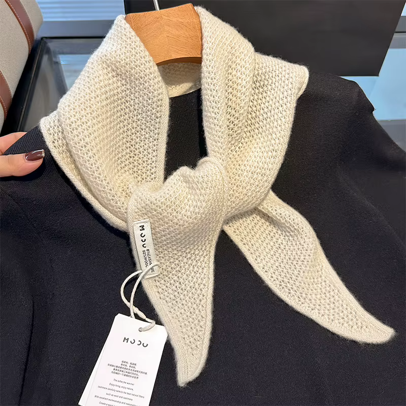 Écharpe tricotée 92% laine pour femme, écharpe chaude d'hiver, couleur unie brillante, châle épais, 