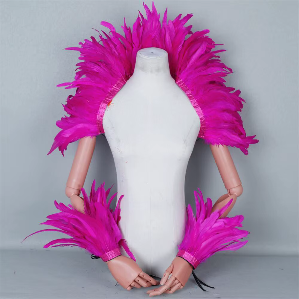 Châle élégant en plumes rouges pour femmes, pour Halloween, Punk, Cosplay, fête Y2K, Style de stylis