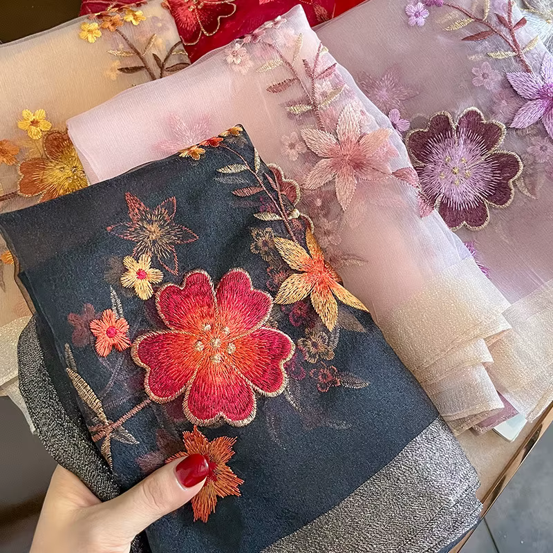 Écharpe en laine chaude pour femme, châles monochromes, pashmina floral Bufanda, écharpes de luxe br
