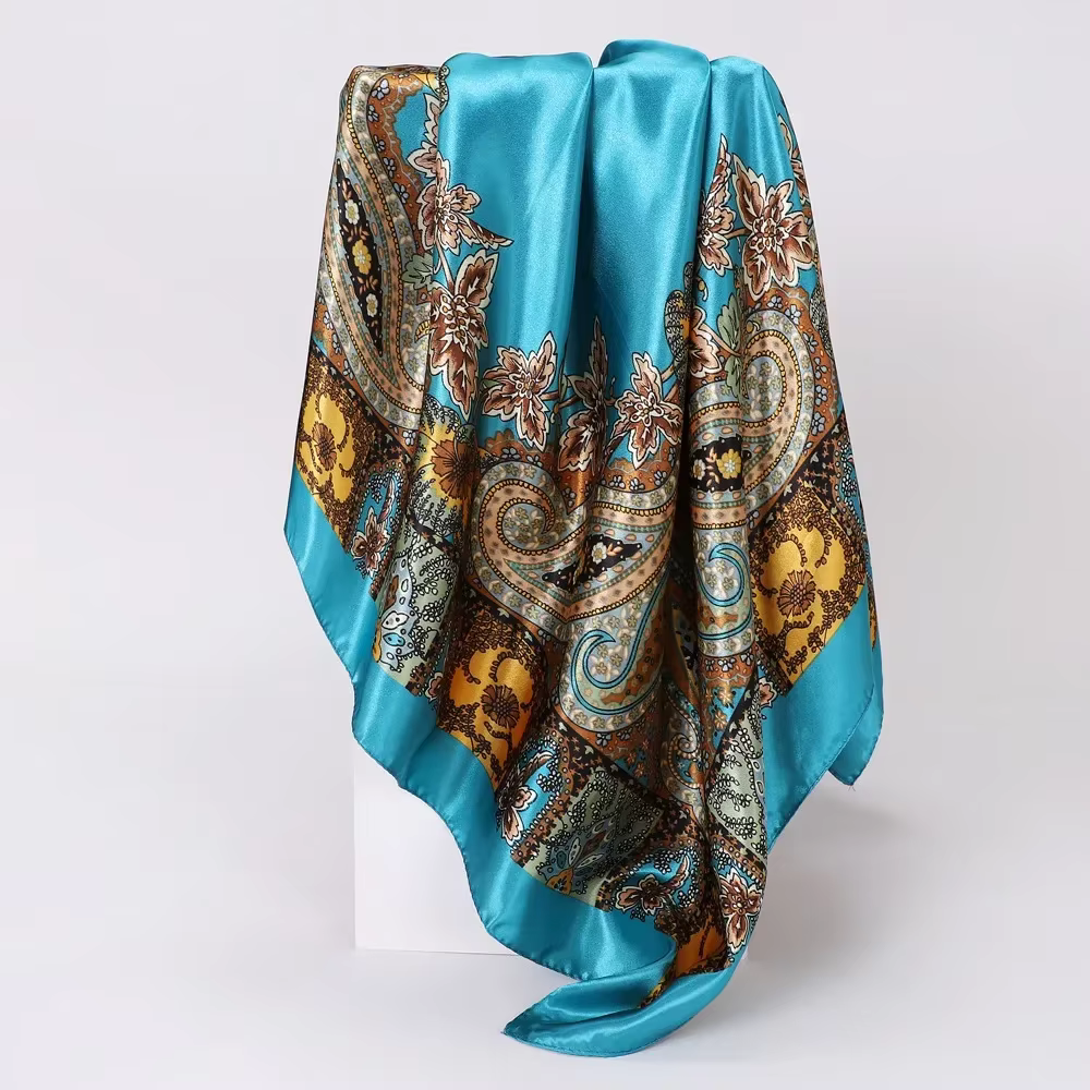 Foulard en soie pour Femme, couvre-chef, mode quatre saisons, accessoires pour cheveux, Hijab, Foula