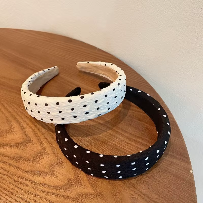 1PC bandeau élégant noir et blanc à pois bandeau rétro français crâne haut rehaussé adulte cheveux a
