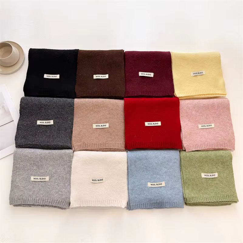 Styles coréens de luxe couleur unie hiver chaud tricoté écharpe femmes châles simples dame doux enve