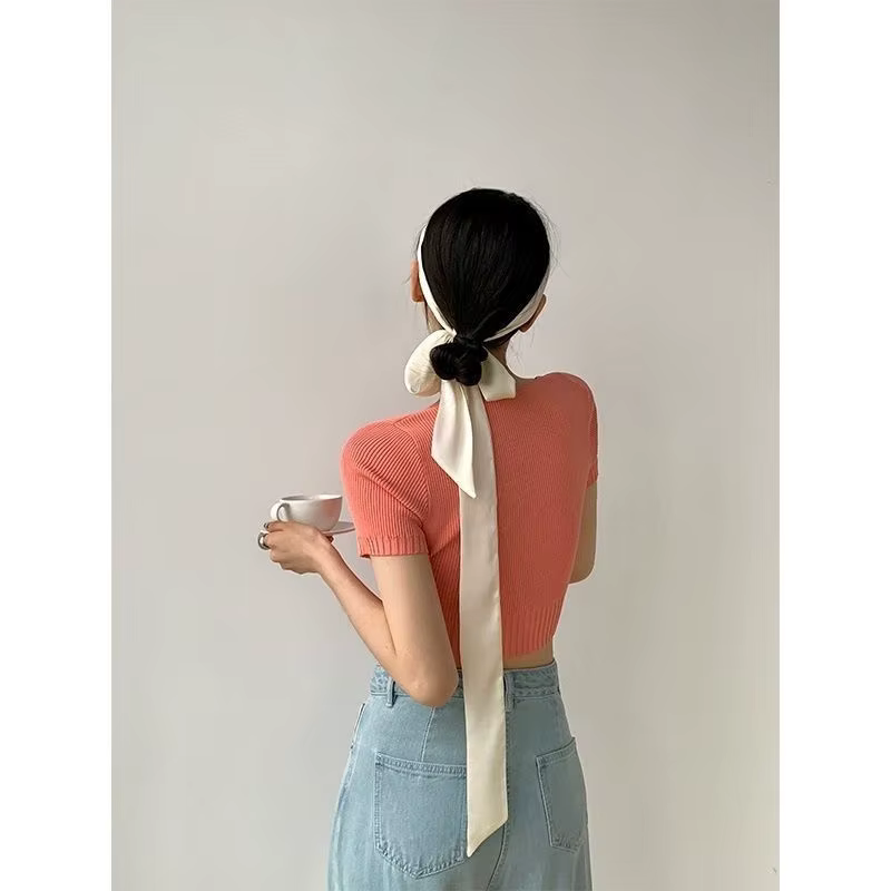 Foulard étroit en Satin de soie 5x200cm, foulard de cou solide, longue écharpe fine en soie, bandeau