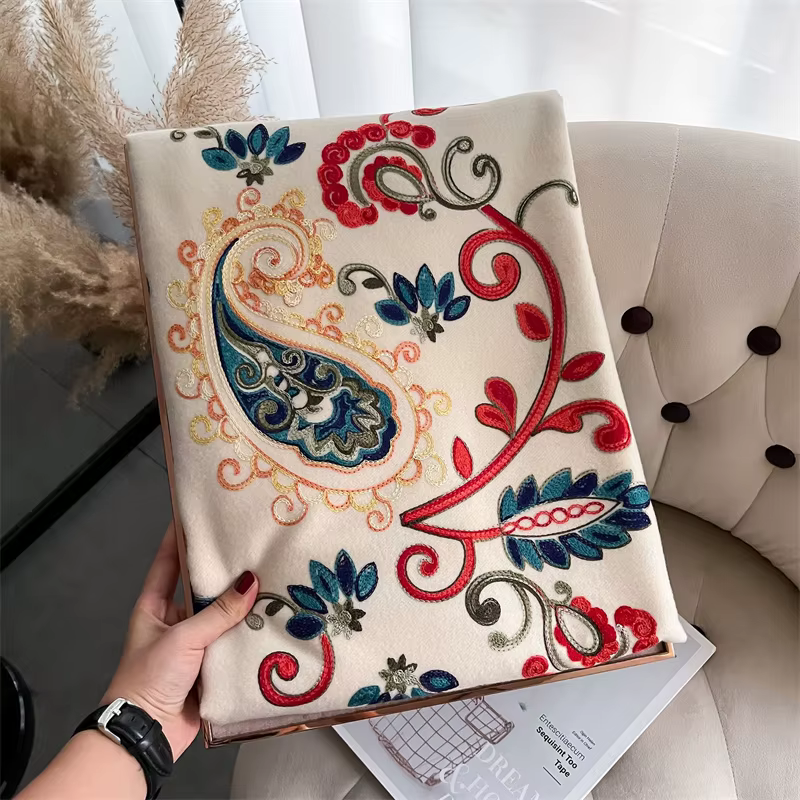 Foulard de Luxe Chaud pour Femme, Châle à Tête Ronde, Pashmina Bufanda, 2024