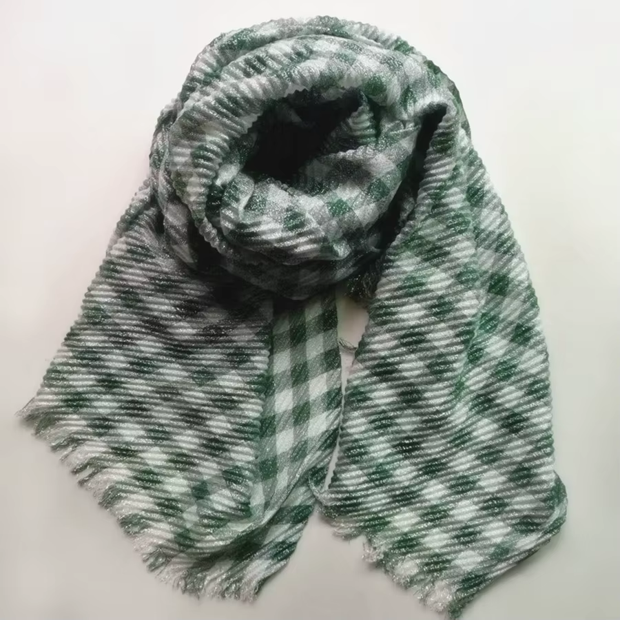 Écharpe dorée de luxe pour femmes, écharpe classique à carreaux doux, or et argent, châle pour femme