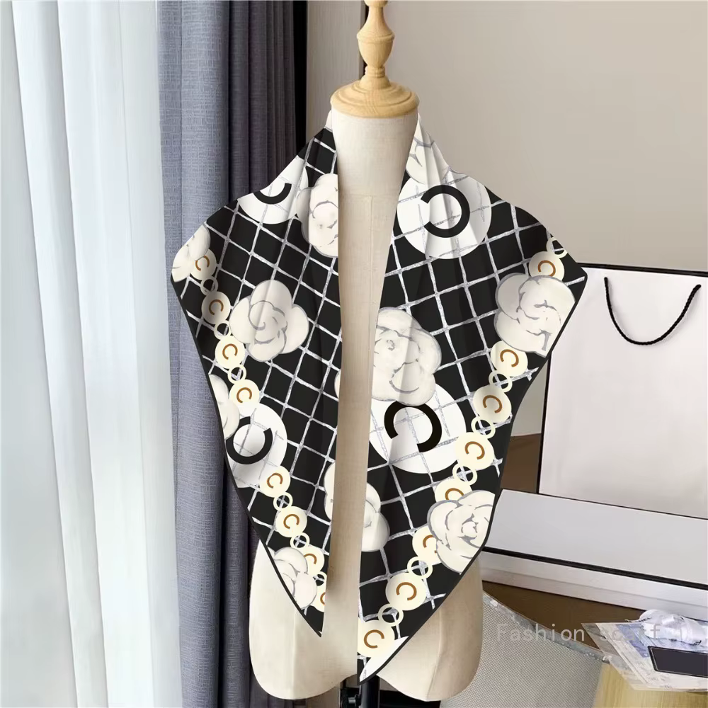 Français 90cm Plaid Rose sergé soie femmes voyage crème solaire châle grand carré écharpe foulard fo