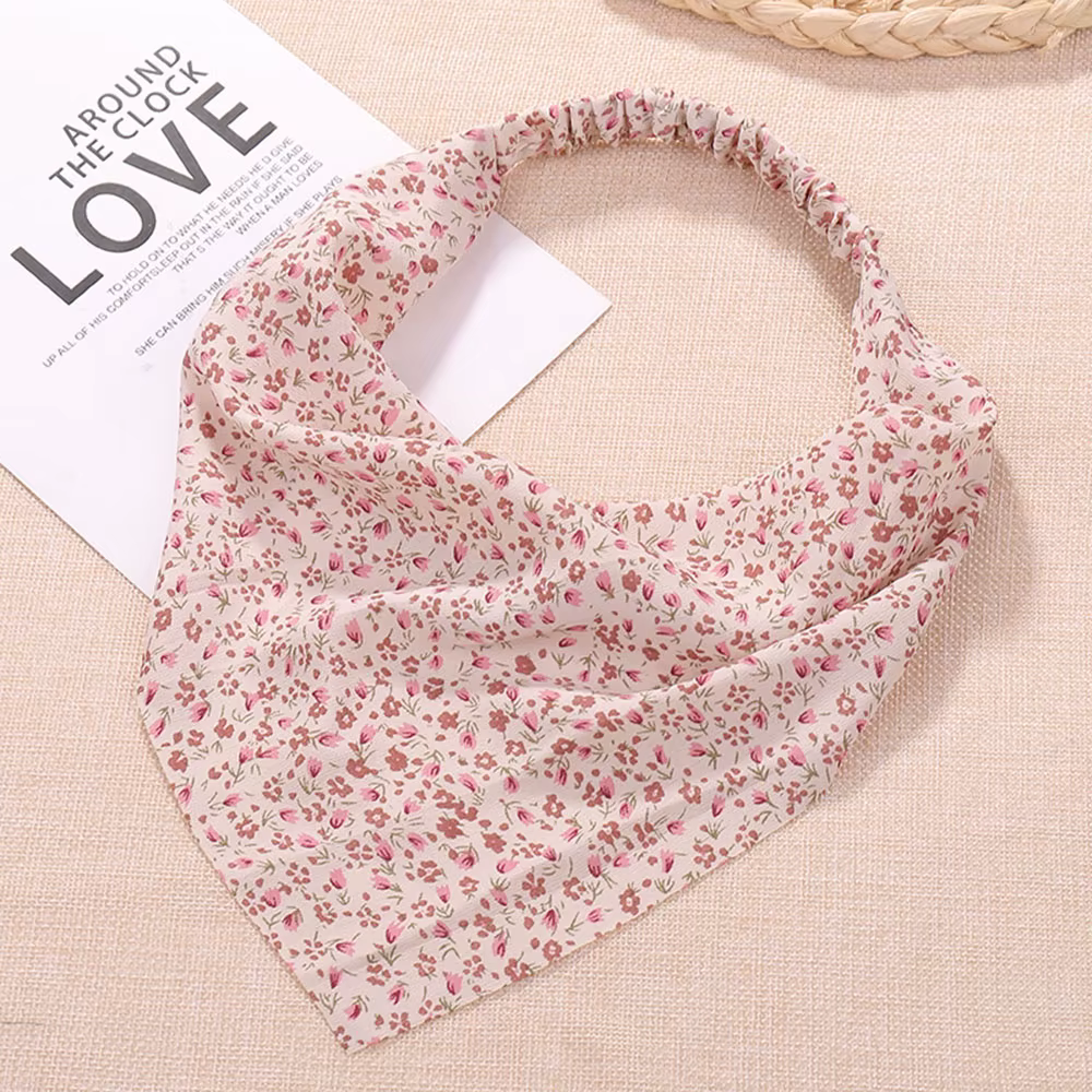 Écharpe de tête mignonne pour femmes, bandeau triangulaire en tissu, turban floral, accessoires pour