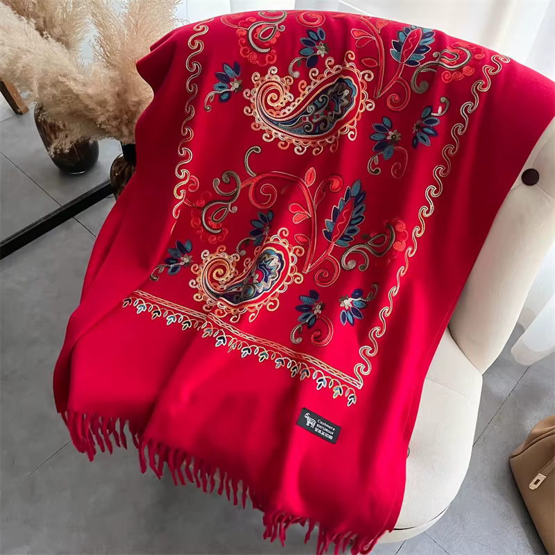 Foulard de Luxe Chaud pour Femme, Châle à Tête Ronde, Pashmina Bufanda, 2024