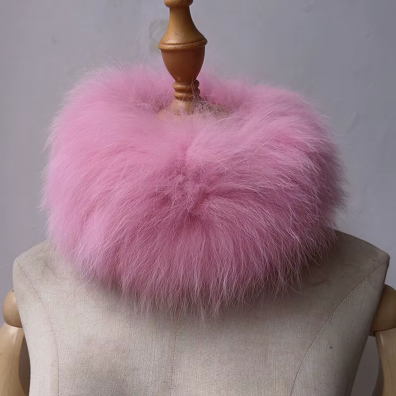 Véritable fourrure de raton laveur écharpe femmes tricoté hiver chaud foulards en fourrure naturelle