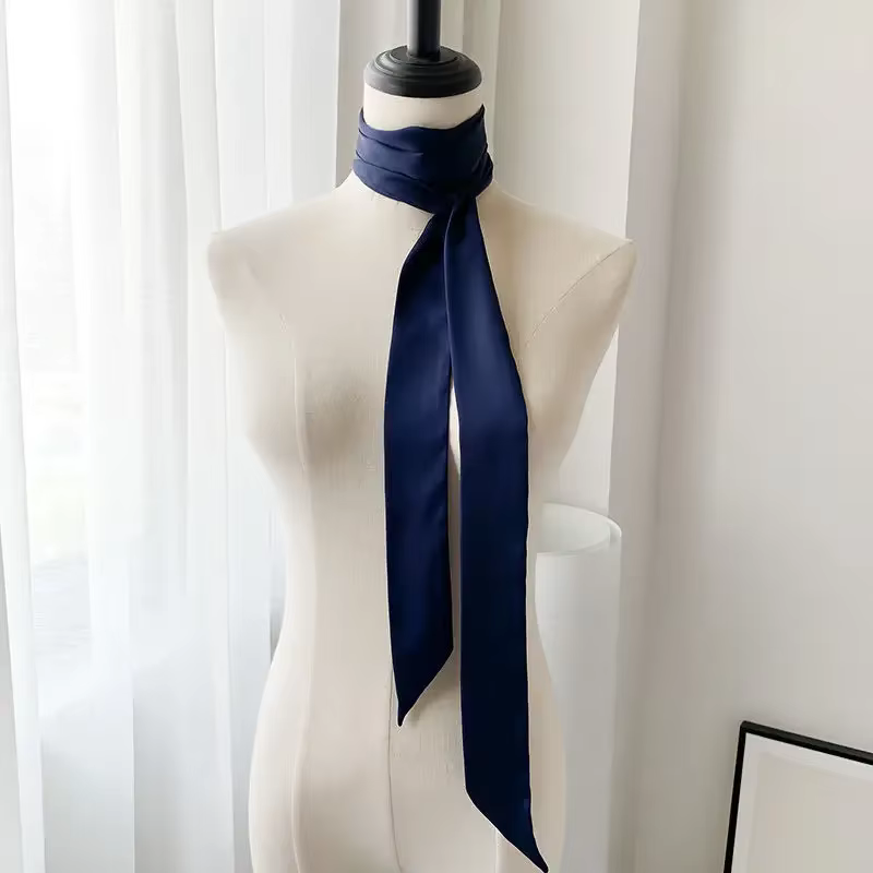 Écharpe longue et maigre pour femme, bandeau de sauna en satin, joli mouchoir de la présidence, mono