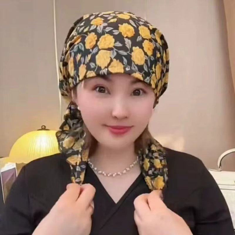 Chapeau-écharpe décontracté à motif floral, sous-couche à col rond, chapeau noir élégant, chapeau-éc