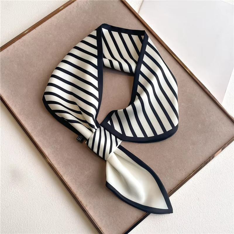 Marque de luxe foulard maigre écharpe pour femmes Satin rubans de soie Bandana dames cou cravate poi