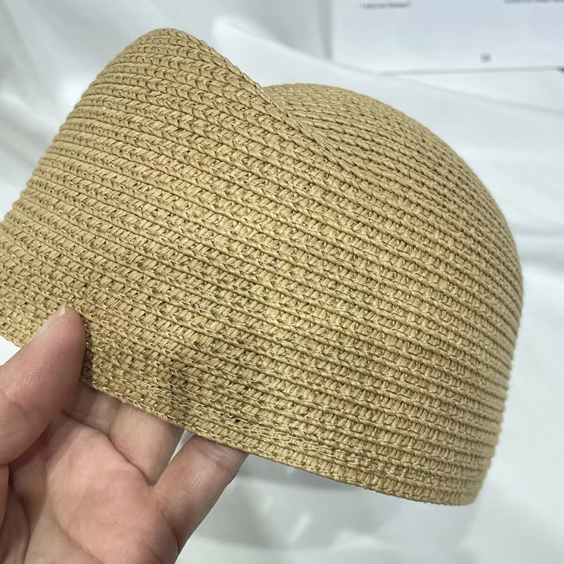Chapeau Béret en Paille Vintage pour Femme, Chapeau de Soleil Fedora d'Été, Chapeau Pillbox d'Hôtess