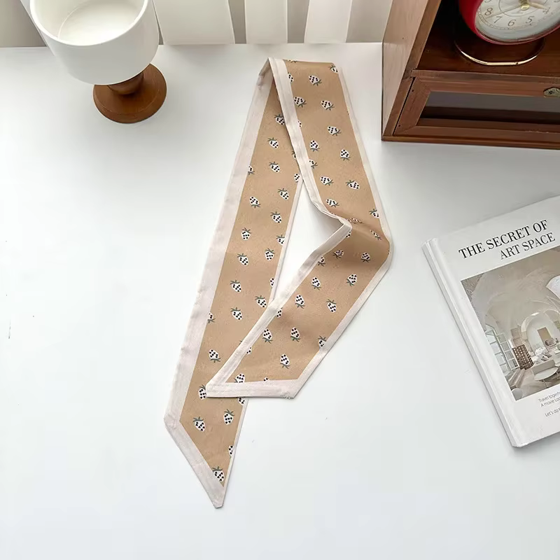 Petit foulard en soie pour femmes, nouveau blanc oblique, sens d'attache haut de gamme, cheveux étro