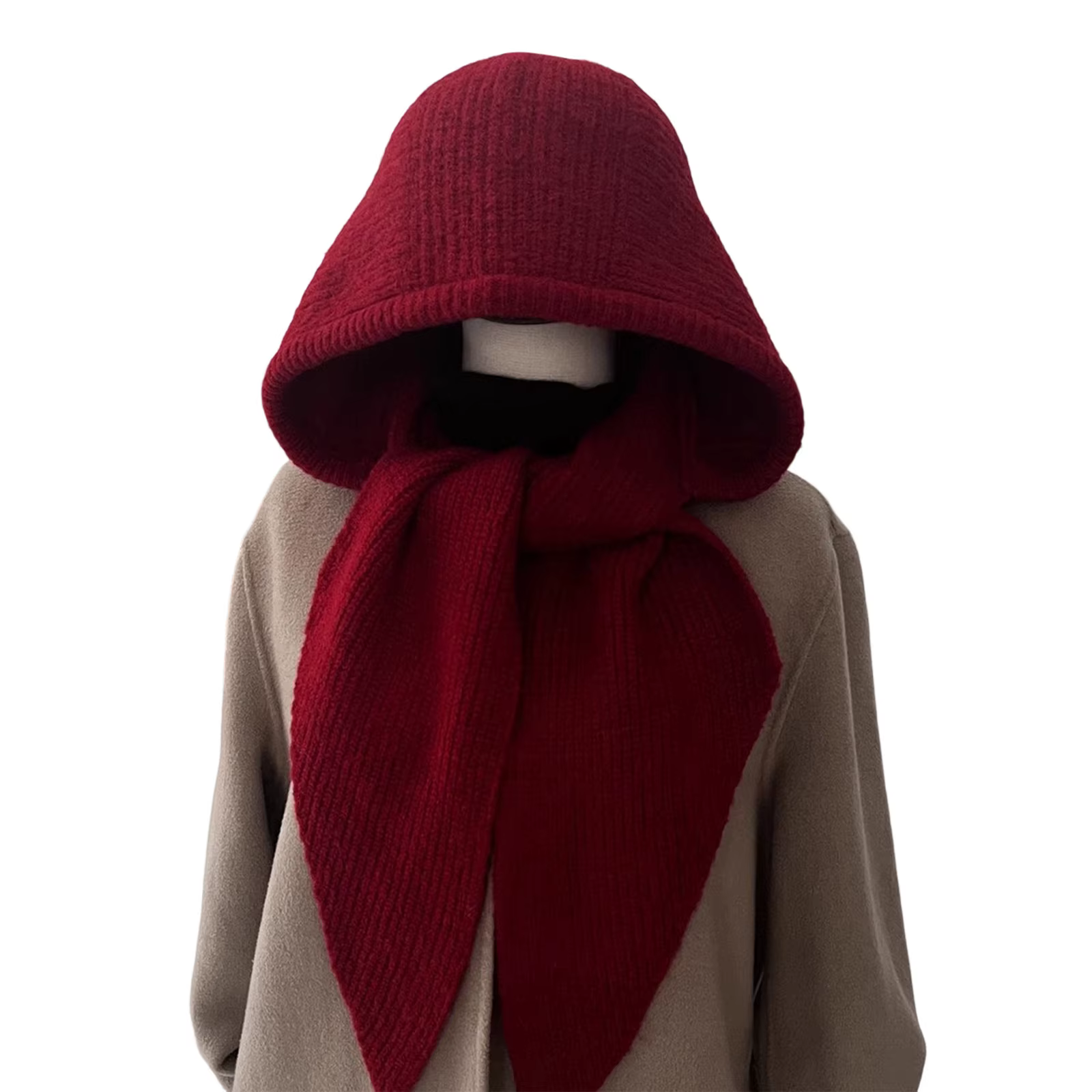 Chapeau Skullies tricoté côtelé pour femmes avec écharpe, écharpe à capuche élégante de couleur unie