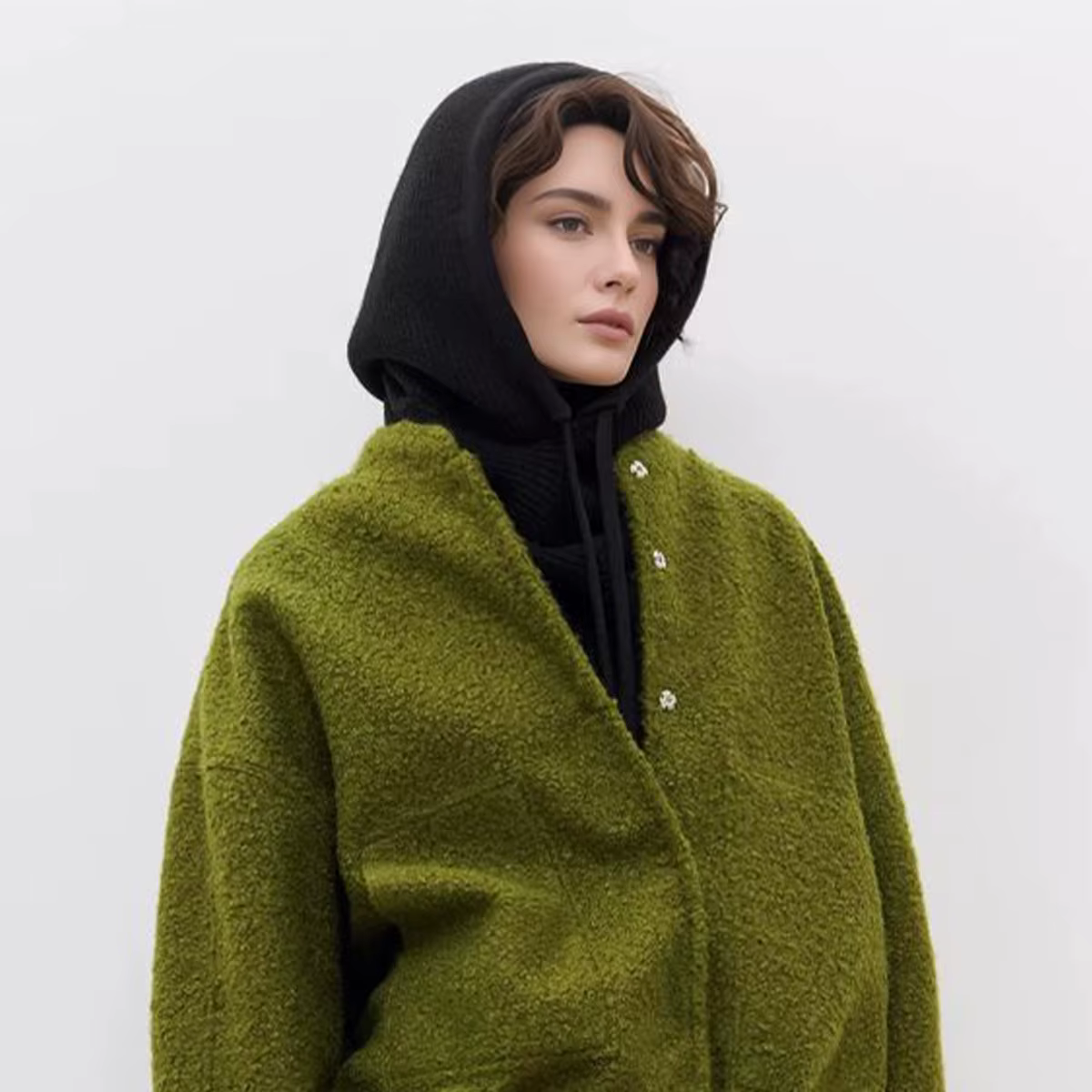 Cagoule d'hiver pour femmes, écharpe tricotée à capuche, casquette chaude d'extérieur, une pièce, co