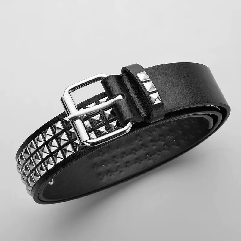 Ceinture à Rivets en Métal pour Homme et Femme, Style Punk, Discothèque, Rock, Jean, Y2K, Décoration