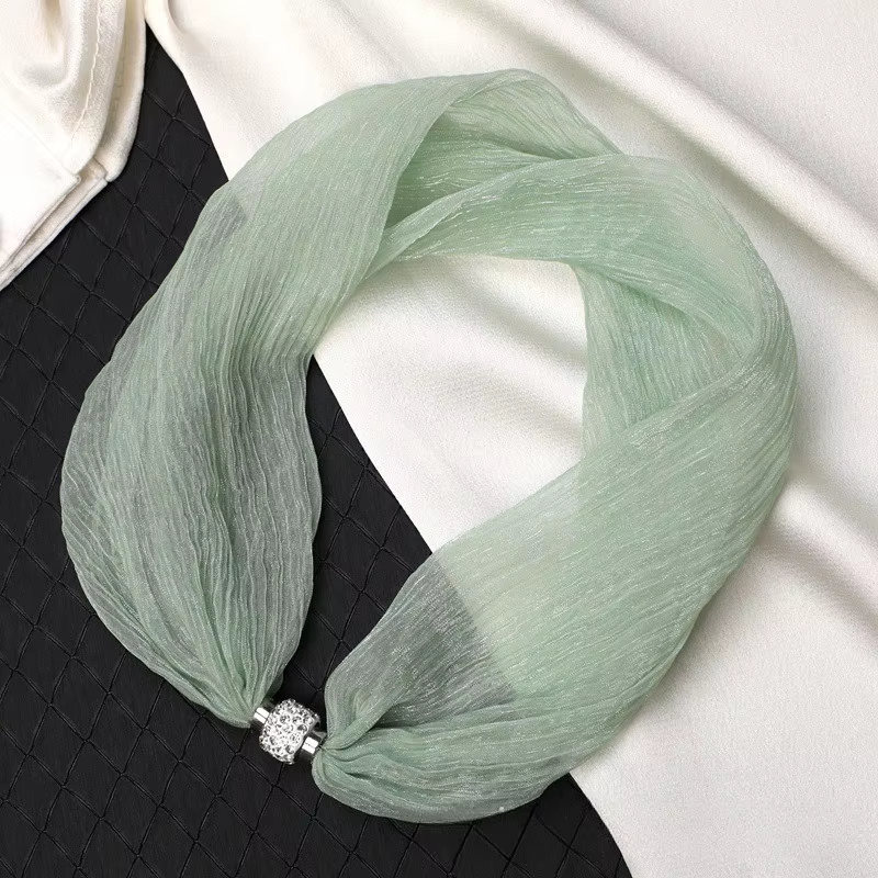Écharpe Magnétique Classique Unie Tendance pour Femme, Foulard en Soie Bohème Vintage, Idéal pour le