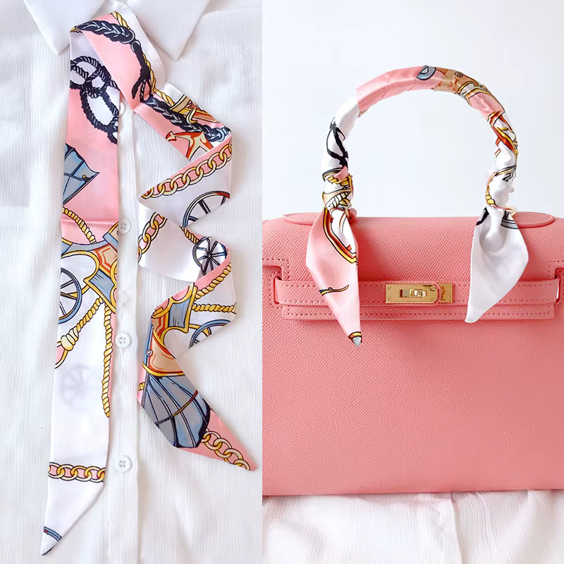 Femme maigre foulard en soie 90 cm * 4 cm longue bande de cheveux ruban de soie petit cou foulards s