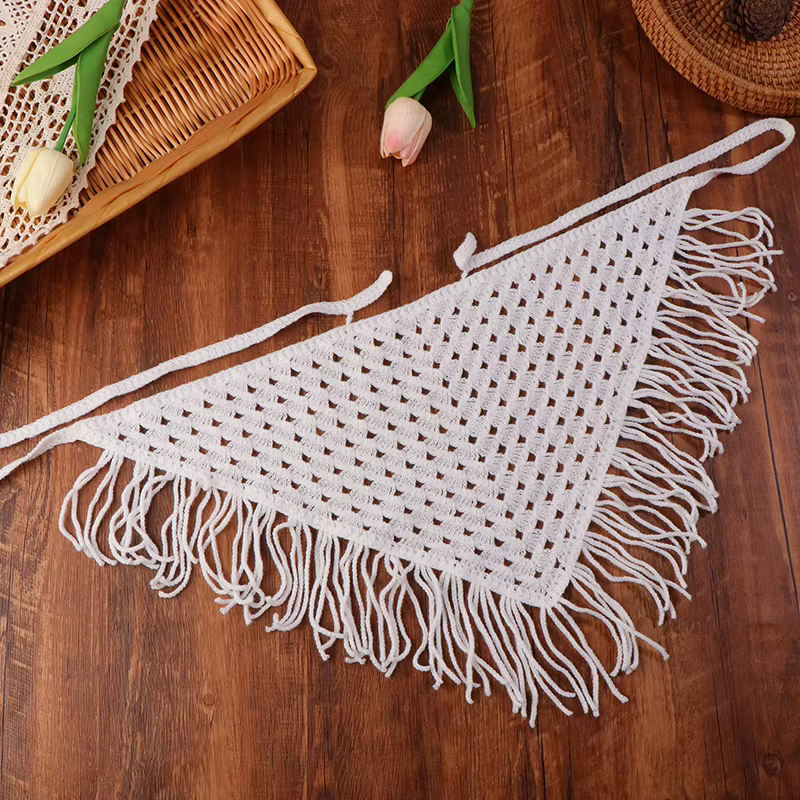 Écharpe triangulaire à franges Y2K pour femmes, accessoire polyvalent et réglable de mode de printem