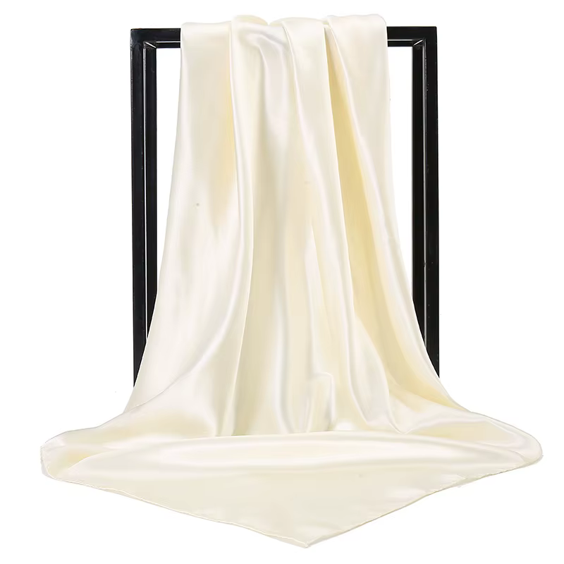 Foulard carré en Satin de soie pour femmes, 90x90cm, mode, couleur unie, Hijab, châle, accessoires p