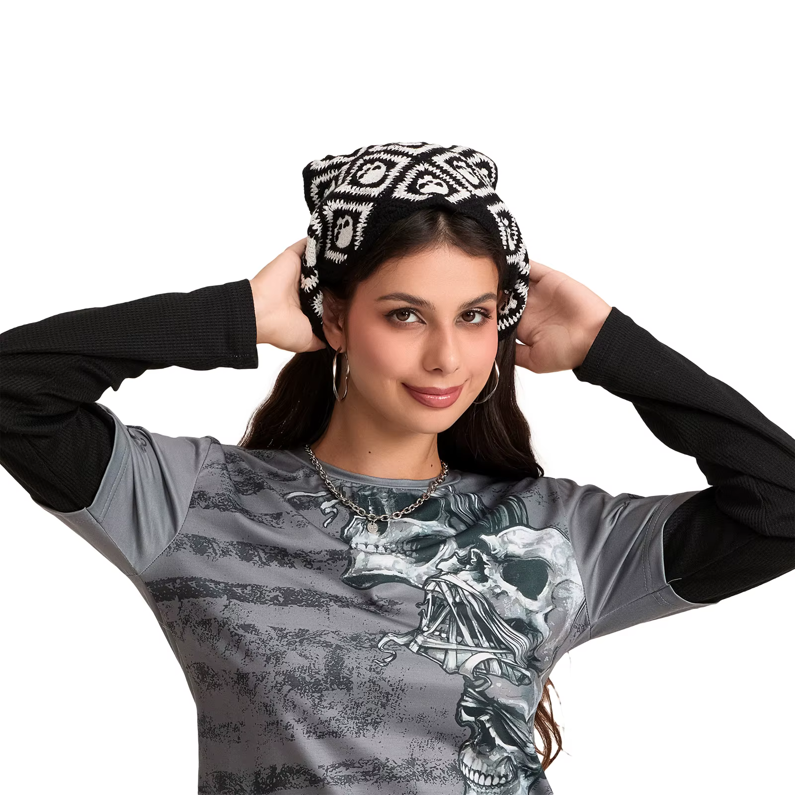 Foulard de tête en tricot au crochet pour femme, écharpe de cheveux d'Halloween, foulard de tête, tê