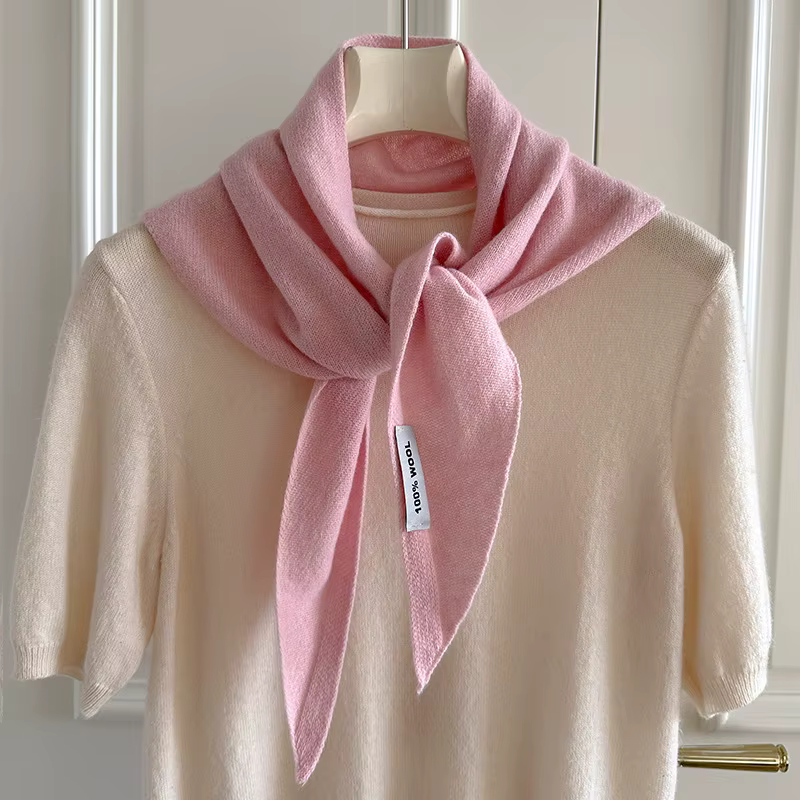 Écharpe tricotée 100% laine pour femme, écharpe chaude d'hiver, couleur unie brillante, châle épais,