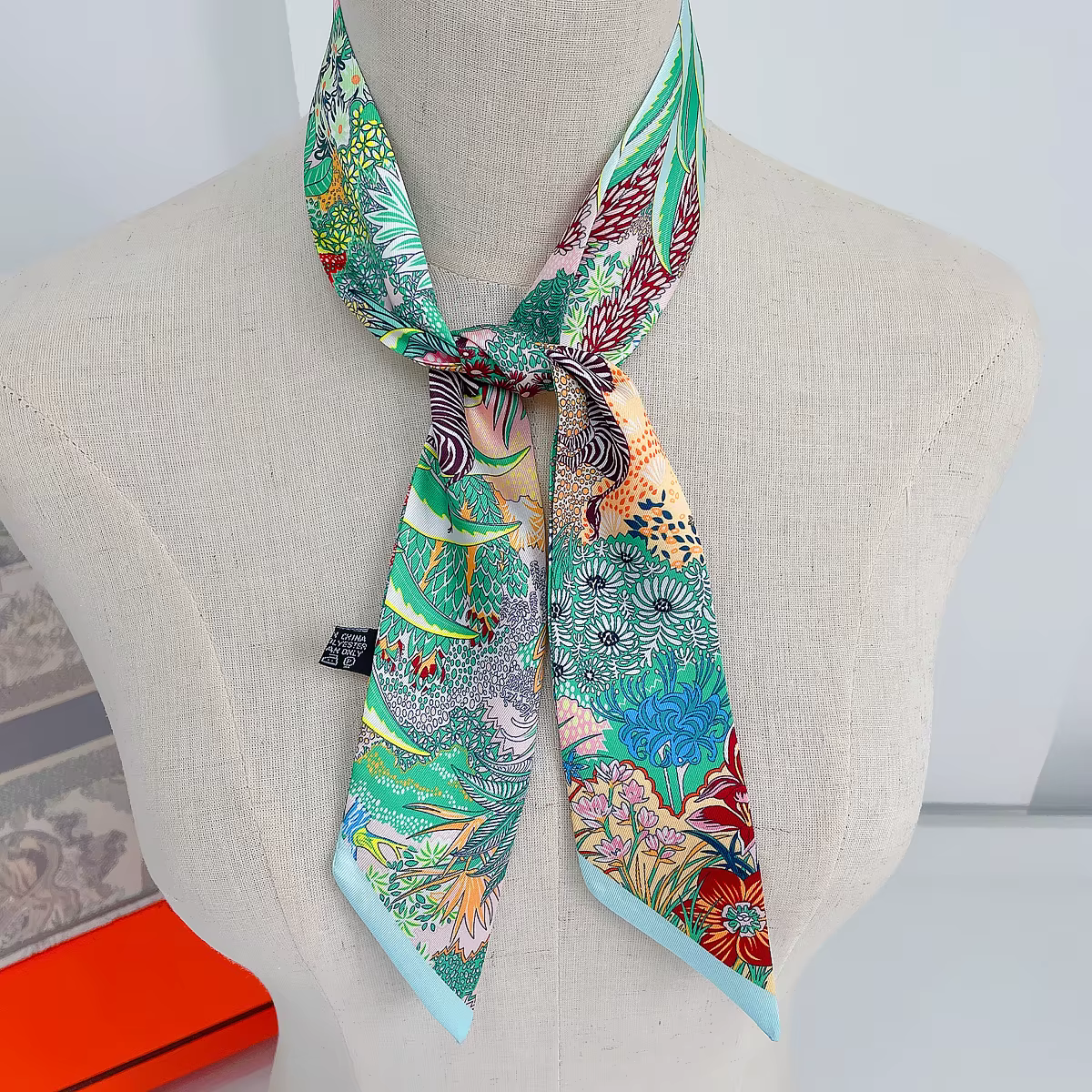 Foulard en soie de luxe pour femmes, Design de marque zèbre à fleurs, bandeau pour cheveux, à la mod