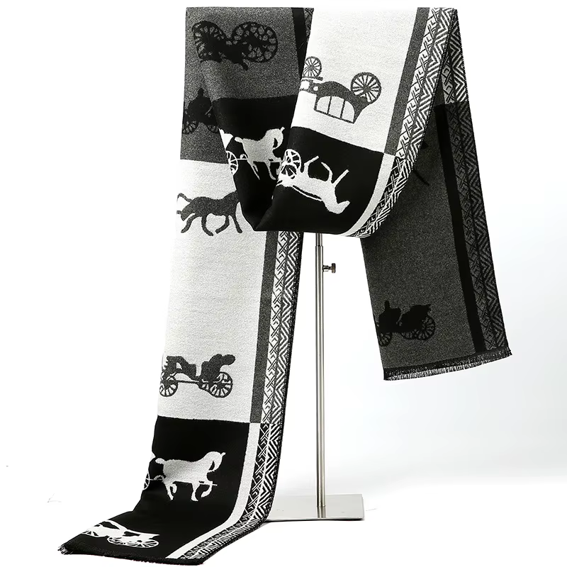 Homme automne hiver motif cheval écharpe de luxe Gentleman cachemire sensation silencieux étudiant p