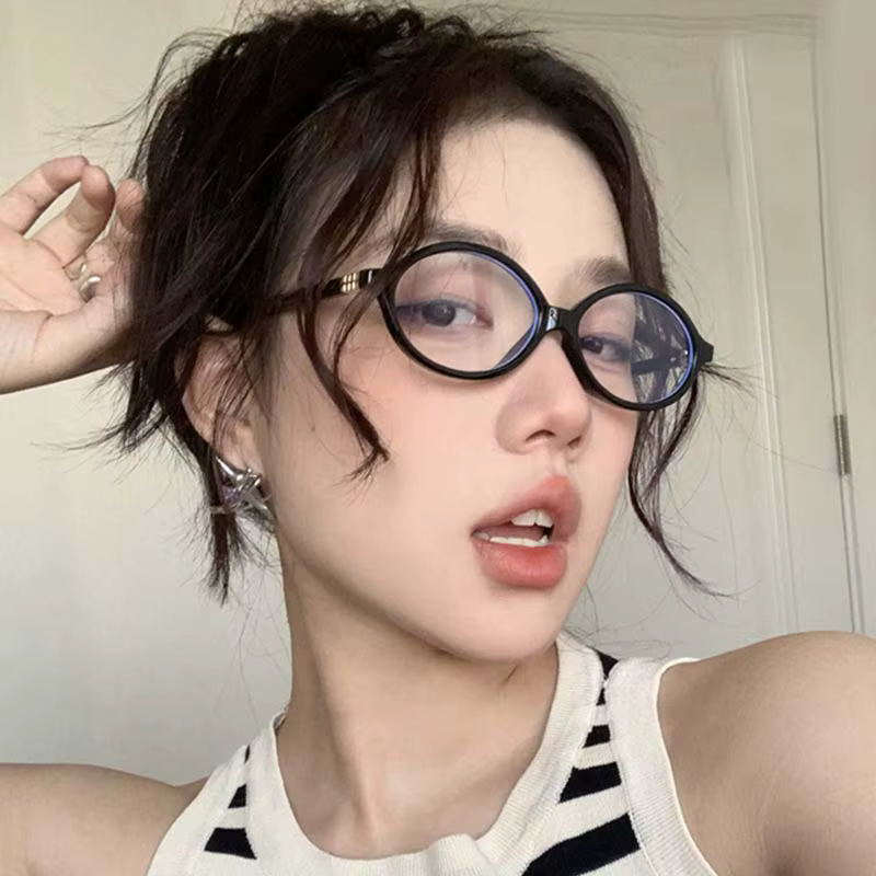 Lunettes ovales à petite monture rétro pour femmes, verres unis coréens, Anti-lumière bleue, Protect