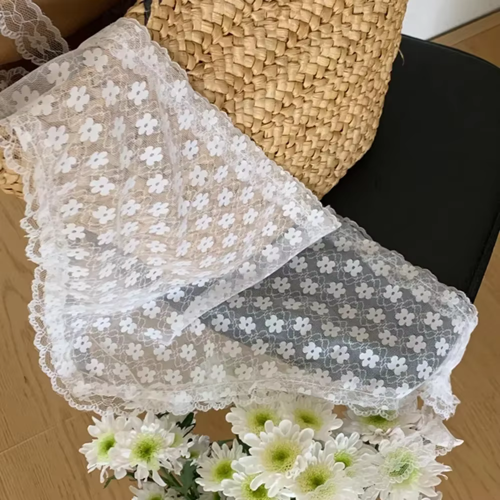 Écharpe à fleurs en dentelle douce blanche, bandeau féminin élégant, fin et respirant, accessoire de
