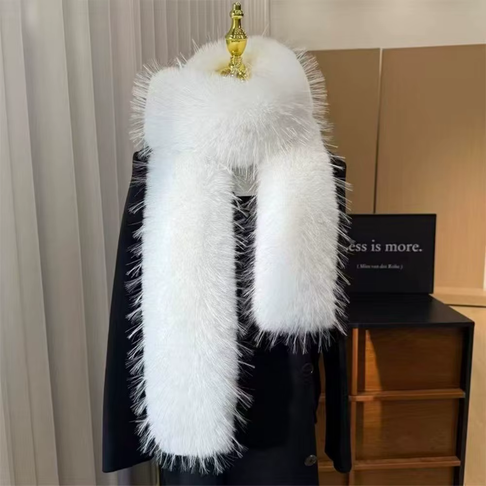 Écharpe longue en fausse fourrure pour femme, douce et épaisse, accessoire de mode féminin pour l'hi