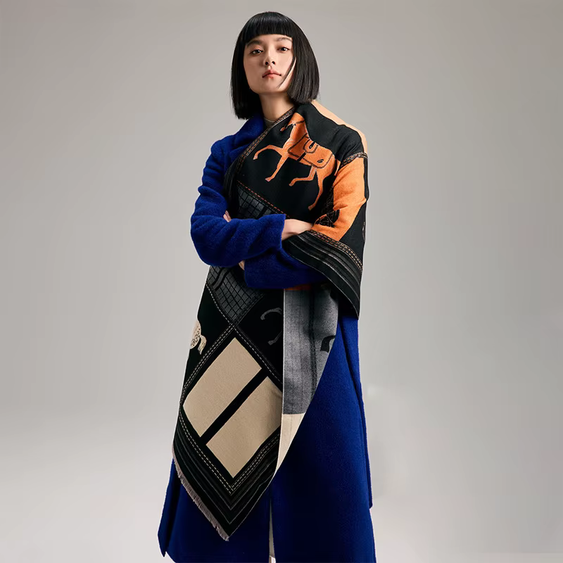 Nouveau chaud hiver écharpe femmes doux cachemire chaud Pashmina Plaid cheval imprimé foulards envel