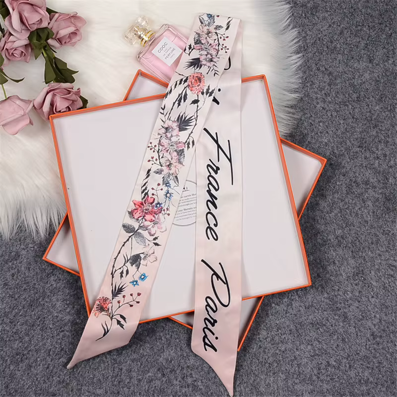 Rose marque écharpe femmes Foulard en soie sac foulards maigres nouveau Design poignet serviette