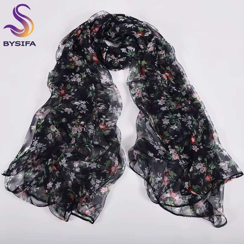 BYSIFA – écharpe longue en soie pour femme