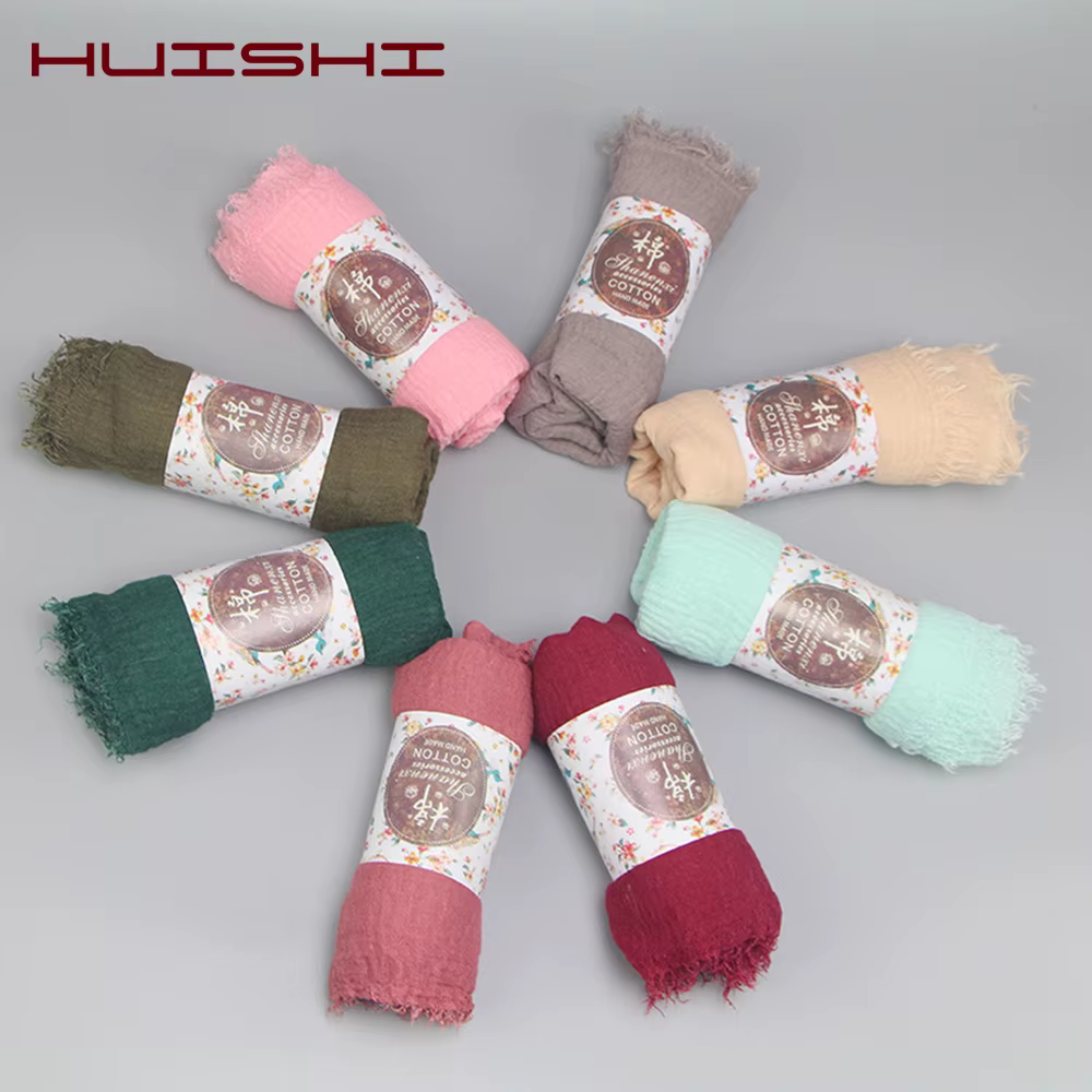 HUISHI écharpe femmes musulmanes bulle coton solide Islam musulman foulard châles et enveloppes femme