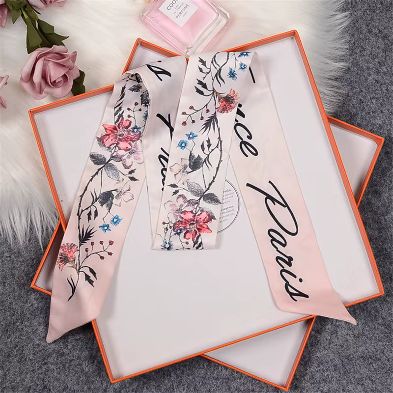 Rose marque écharpe femmes Foulard en soie sac foulards maigres nouveau Design poignet serviette