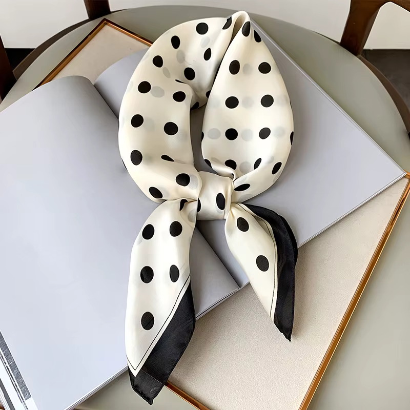 Écharpe carrée à pois pour femme
