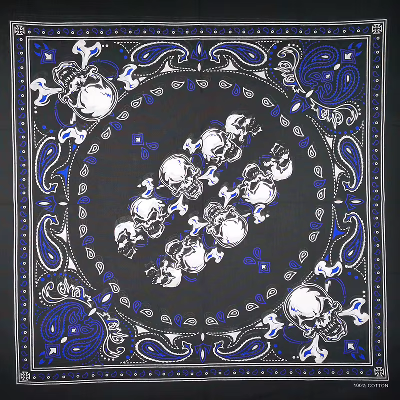 Crâne Bandana mode Hip Hop 100% coton carré écharpe noir Paisley vélo bandeau pour femmes/hommes/garçons/filles