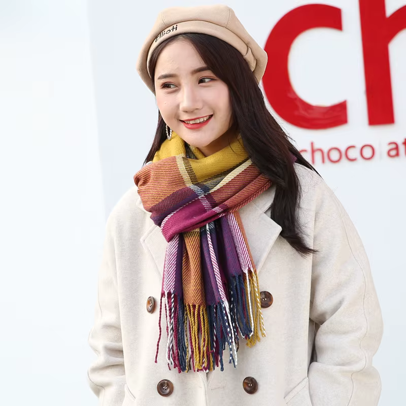 Femmes cachemire foulards automne hiver nouveaux étudiants femme laine Plaid écharpe dame larges treillis Long châle couverture chaude Tippet