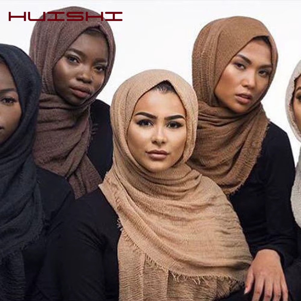 HUISHI écharpe femmes musulmanes bulle coton solide Islam musulman foulard châles et enveloppes femme