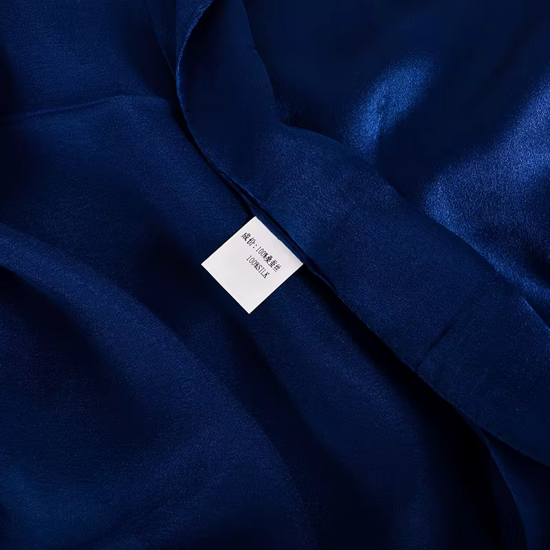 BYSIFA – foulard en soie 100% bleu foncé